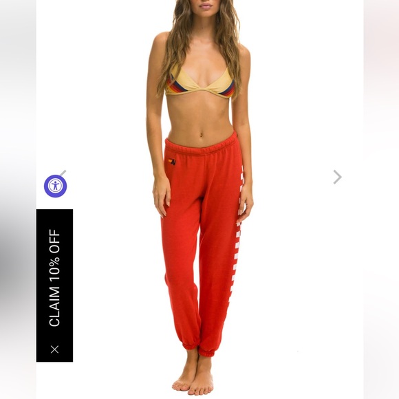 Aviator Nation Red/White Checkered Sweatpants - Picture 1 of 8